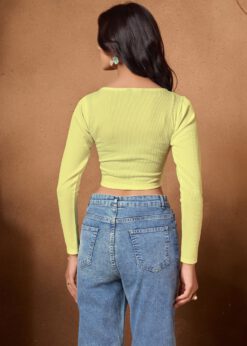 Alternative view of Women's Trendy Yellow Full Sleeve Crop Top LYT2